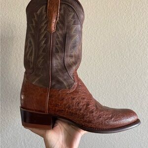 Tecovas russet smooth ostrich  Leather Cowboy Boots